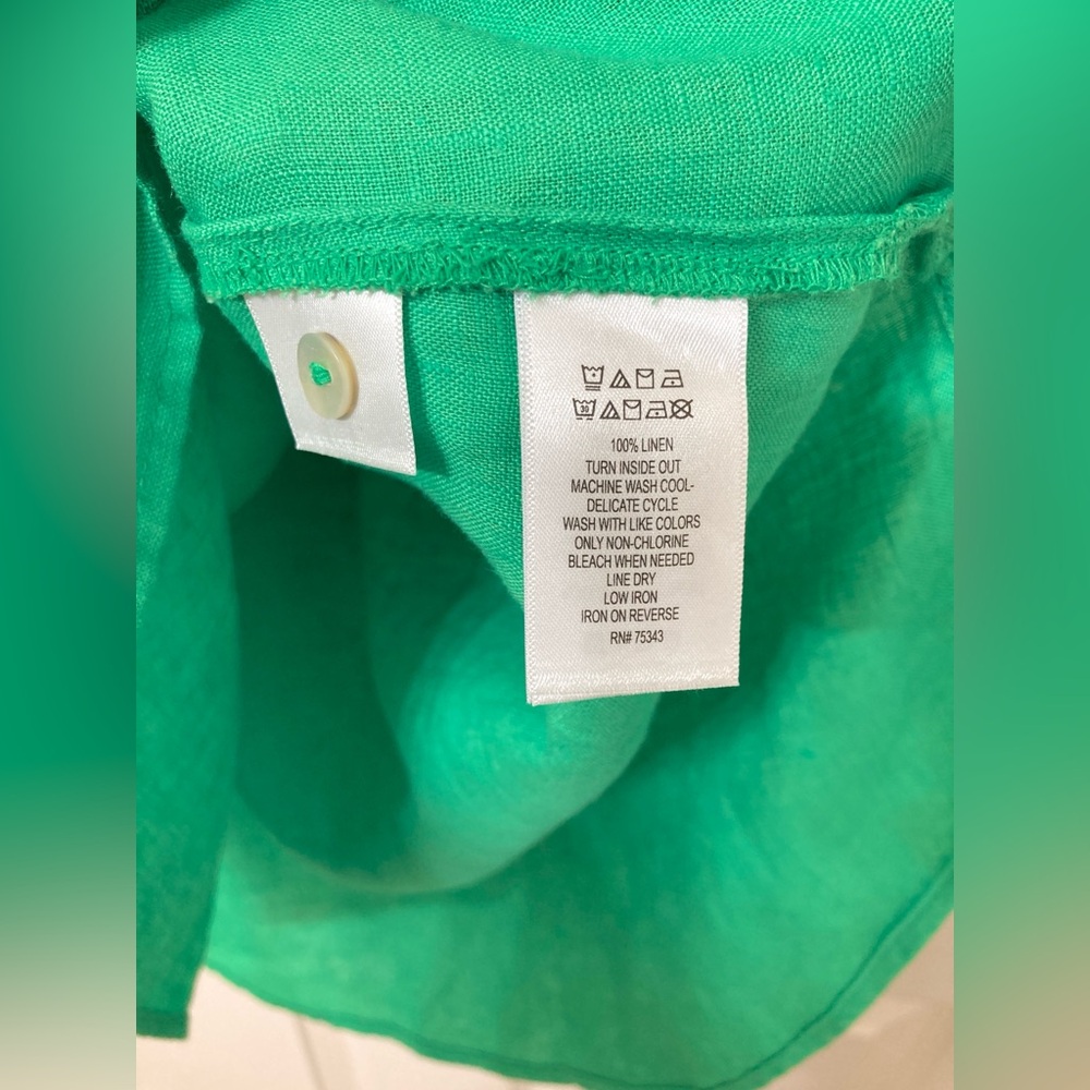 Sigrid Olsen Women’s Linen Kelly Green Halter Neck Mini Shift Dress XS Vacation - Picture 6 of 8